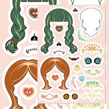 8pcs Mexican Day Of The Dead Face Swap Waterproof Stickers For Laptop, Water Bottle, Phone, IPad, Guitar, Fridge, Luggage, Suitable For Halloween, Day Of The Dead, Christmas And Other Holidays