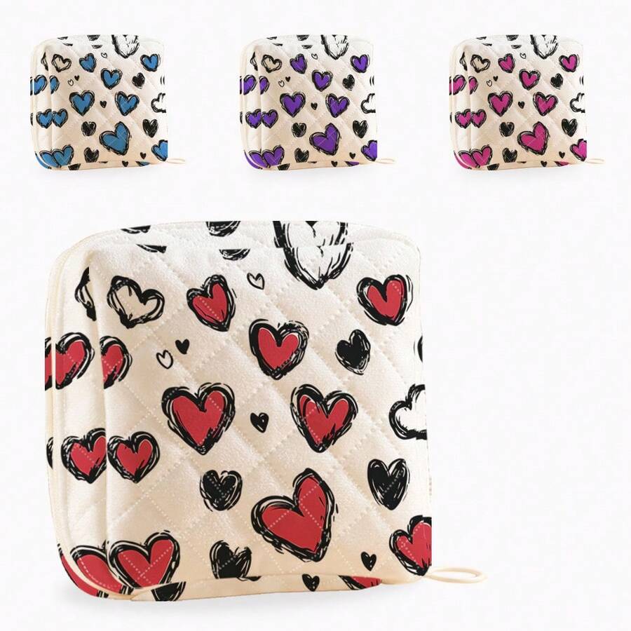 Geantă de depozitare pentru absorbante menstruale cu model aleatoriu, reutilizabilă, pentru dormitor universitar, pentru călătorii, pentru baie și școală