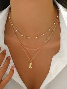 1 Piece Of Women's Pendant Necklace, Western-Style Boot-Shaped Women's Accessory, Suitable For Women's Daily Wear - 金色 - 查看 6