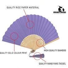 Paper Handheld Folding Fan With A Tassel And Grade A Bamboo Ribs For Women Girls Summer Party Favour Birthday Wedding Gift Soft Pastel Purple