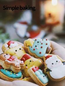 Cute Christmas Cookie Molds, Parent-Child Kitchen Cookie Molds, Fun Cartoon Pattern Cookie Stamps, Christmas Decoration, Cake Decoration Cookie Shapers, Dessert Making Tools, Creative Gift - White - View 8