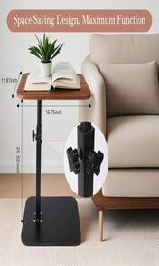 Dongxw C Shaped Table, Compact End Table, Sofa Armrest Tray For Sofa, Bed, Or Small Spaces, Black