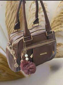 Women's Travel Bag Lightweight Small Multi-Pocket Portable Messenger Bag Large Capacity For Daily Commuting Bowling - Coffee - View 1