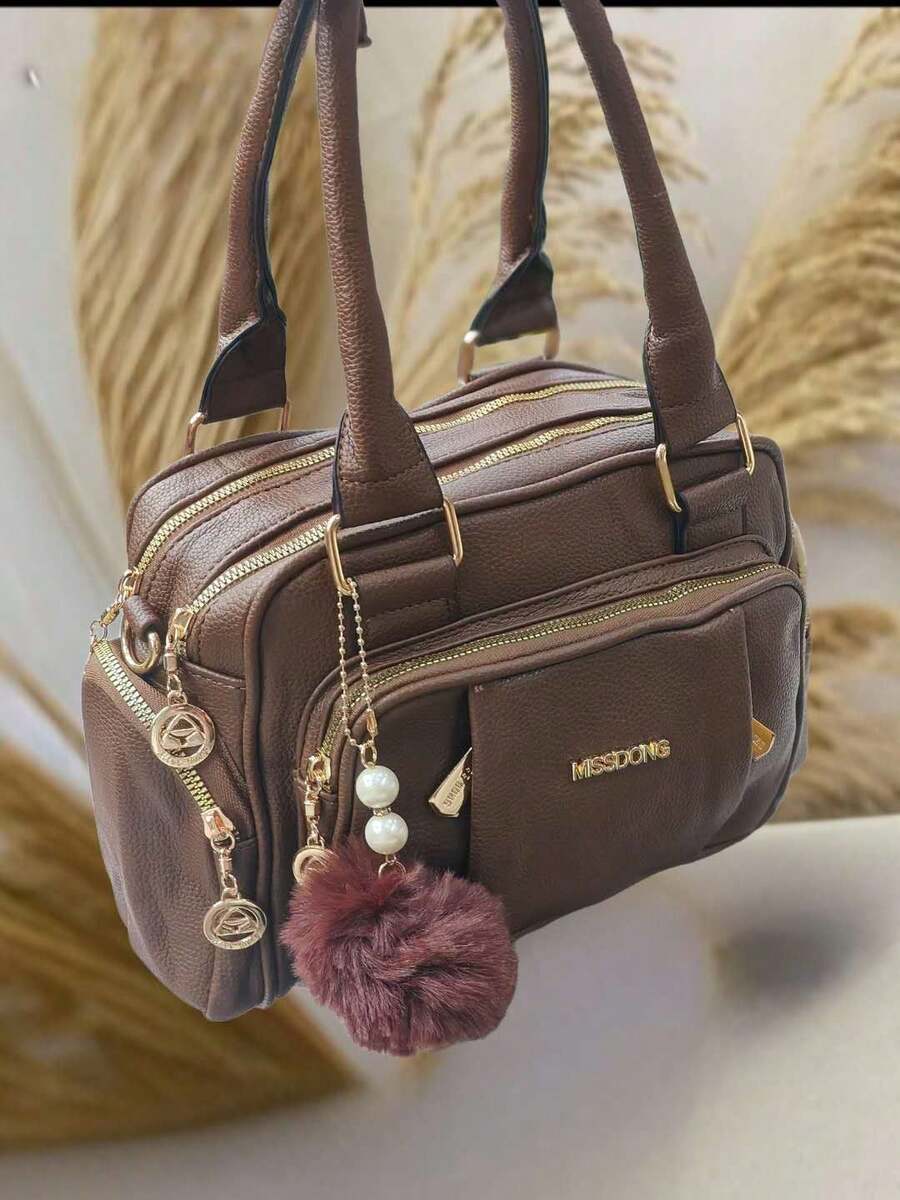 Women's Travel Bag Lightweight Small Multi-Pocket Portable Messenger Bag Large Capacity For Daily Commuting Bowling - Coffee - View 1