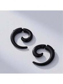 1 Pair Silver Snail Horn Hoop Earrings, Suitable For Women's Daily And Festival Wear