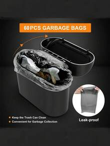 带盖车载垃圾桶，迷你车载垃圾桶收纳盒，带垃圾袋的车载储物箱，适用于车辆、家庭、办公室 - 款式A - 查看 6