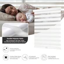 Cordl Zebra Blinds For Windows Pull Down Roller Window Shades Dual Layer Light Filtering Privacy For Day And Night FreeStop Door Shades For Home Easy To Install 34 W X 72 H White - Trắng34Wx72H - Xem 3