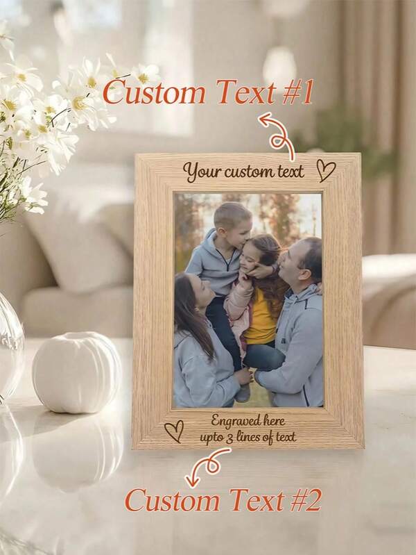 6-Inch 7-Inch Personalized Wooden Photo Frame, Capable Of Carving Names, Dates, Words To Say To Her, Personalized Home Decoration, And Family Gifts, Perfect For Birthdays, Anniversaries, Wedding Gifts, Bridesmaid Gifts, Groomsman Gifts, 6-Inch Photo Frame, 7-Inch Photo Frame,Home Harmony