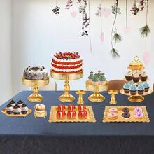 10 Pieces Gold Cake Stand Set, Metal Round Cupcake Holder Dessert Display Plate Serving Platter, Dessert Table Stands And Trays Set, Wedding, Birthday, Anniversary, Tea Party - Vàng - Xem 7