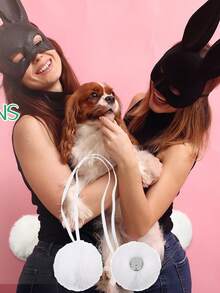 Solid Color Cute Fluffy Rabbit Tail Decor, Suitable For Daily Wear - Multicolor - View 3