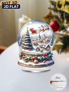 经典圣诞雪球，带有乡村场景、圣诞树和驯鹿 - 适合家庭和客厅的多功能节日装饰 - 完美的圣诞礼物 - 多彩 - 查看 4