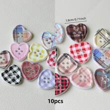10/20 件随机混合格纹花卉印花 4 孔纽扣、连衣裙、夹克、衬衫、DIY 配饰、手机壳装饰