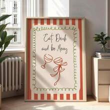 1pc Scandinavian Christmas Quotes Wall Paintings, Printable Decorative Paintings On The Theme Of Eating, Drinking And Having Fun, Illustrations Of Holiday Wine Glasses, Nordic Winter Festival Art Works Such As Canvas Wall Art, Funky Girl Art, Inspirational Quote Art, Home Decor And Canvas Hanging. - Multicolor - View 6