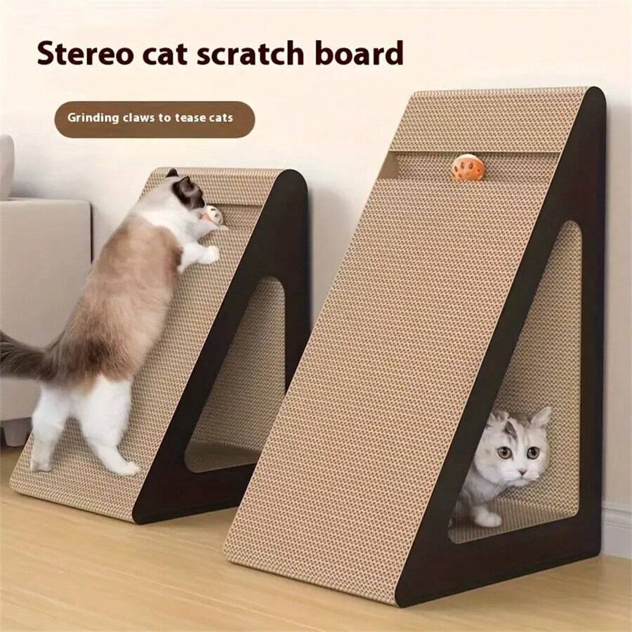 1pc Cat Scratching Board, Vertical Triangle Cat Scratch Pad, Corrugated Paper Material Cat Toy