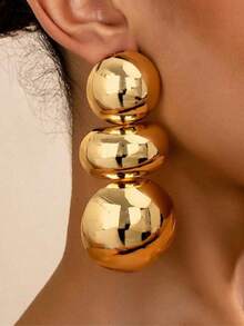 1 par de brincos de metal geométricos redondos com patchwork, estilo europeu e americano, brincos elegantes, vintage, assimétricos e requintados, adequados para uso diário feminino, viagens, banquetes e festas