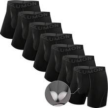 Boxer Hombre 7 Piezas Calzones de Hombre con Pouch de Soporte Total 3D Bambú Rayón Ropa Interior Hombre Transpirable Suave - 7 Negro - Ver 8