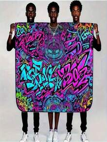 Colorful, High-End, And Fun Original Salon Hairdressing Cloth, Rich In Colors And Bright In Hues, Suitable For Hairdressers And Stylists, Hair, Barber, Hair Tools, Hair Products,Travel Essentials,Travel Essential,Hairstyle,Hairdressing,Hair,Travel,Hair Products,Hair Tools,Hair Stuff,Barber,Barber Accessories,Barbershop,Hairdressing Equipment - Multicolor - View 2