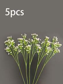 1/3/5 pièces Bouquet de fleurs artificielles vertes de Gypsophila, bouquet de mariage de fête d'anniversaire de jardin extérieur, décoration de maison de centre de table de vase, décoration du Nouvel An, rentrée scolaire