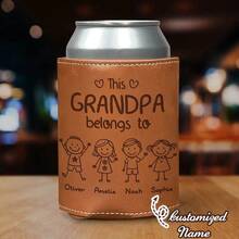 Customized Groomsman Beer Can Cooler, Best Groomsman Gift, Personalized, Ideal Gift For Men, Engraved Beer Can Sleeve, Men's Leather Accessory - Grey - View 13
