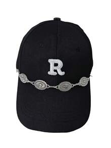 1pc Bohemian Hollow Oval Turquoise Hat Chain, Fashionable Versatile Decorative Chain, Suitable For Baseball Cap And Visor Hat Accessories