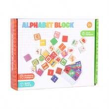 婴儿字母数字积木玩具，早教认知木制拼图玩具，适合 3 岁以上儿童，字母和计数学习游戏 - 彩色 - 查看 12