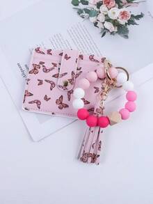 1 件女式多色串珠 PU 流苏钥匙钱包、零钱包、卡包、腕包、钥匙扣，可作为礼物送给妈妈和朋友，波西米亚风圣诞节汽车配件包饰学校可爱哥特 Y2k 包挂绳带身份证夹汽车配件包饰 - 卡包 - 查看 31