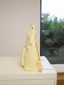 1 pieza Mochila funcional de unicolor para mujer, adecuada para ir al trabajo y viajar