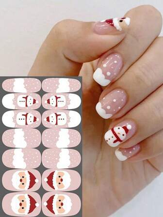 Christmas Snowman, Snowflake, Christmas Tree Nail Art Stickers, Y2K Versatile Mixed Design, Easy To Apply With Scraper