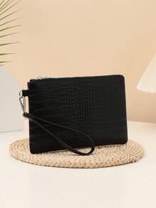 1pc Men's Clutch Bag, New U-Shaped Fabric Men's Handbag, Classic Versatile Minimalist Fashion Men's Bag, Multi-Function Small Square Envelope Bag, Crocodile Texture Wrist Bag - Multicolor - View 8