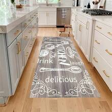 1pc Crystal Velvet Kitchen Rug, Modern Simple Non-Slip Washable Decorative Entrance Mat