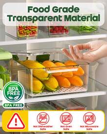 14 Pack Refrigerator Organizer Bins, Stackable Clear Fridge Storage Containers With Lids For Food, Fruit, Vegetables, Drinks, Pantry & Kitchen Organization
