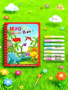 1/8 套装魔法水彩画册，涂色绘画套装，适合所有年龄段，可重复使用的水彩画册（笔和画框颜色随机），适用于办公室、学校、绘画、学生、马克笔、文具、学习用品。水彩画，节日礼物，生日礼物，派对礼物 - 彩色 - 查看 17