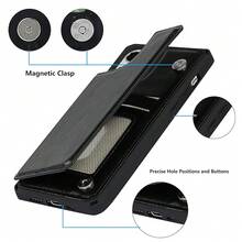 Compatible With IPhone 12 Pro Max Wallet Phone Case With Card Holder For Women, RFID Blocking Embossed PU Leather Wrist Strap Case 6.7 Inch (Macaron Black){"Color_name":"P-Black"} - Nhiều màu5 - Xem 5