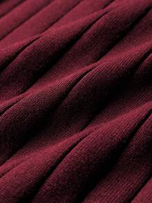 GRDR Men's Loose Thin Ribbed Polo Collar Knit Shirt, Short Sleeve, Summer - Burgundy - View 9