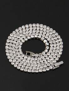 1条4毫米不锈钢项链，男女通用，嘻哈网球链项链，白色立方氧化锆吊坠饰品 - 項鍊 - 查看 7