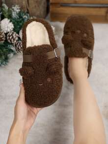 Damen süße Schuh-Deko Lässig Slip-On Flache Hausschuhe, Herbst/Winter