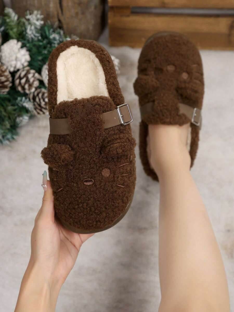 Damen süße Schuh-Deko Lässig Slip-On Flache Hausschuhe, Herbst/Winter