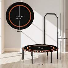 SPORTNOW 40'' Foldable Fitness Trampoline, Mini Trampoline Bungee Rebounder With 5-Level Adjustable Handle For Adults Indoor Outdoor Exercise - Orange - View 2