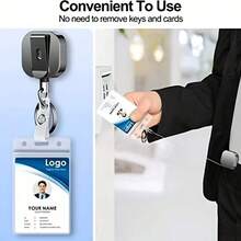Heavy-Duty Retractable ID Badge Holder - Durable Metal Zinc Alloy Case, Strong Steel Wire Cord, Carabiner Clip, Keychain Ring, Reinforced ID Strap, And Secure Closure - Perfect For Work, School, Or Events - Multicolor - View 7