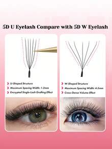 MASSCAKU 12 Rows U-Shaped 4D Eyelash Extensions, C/D Curl, 8-15mm Length, Mixed Length, 0.07mm Thickness, Parallel Flower U-Shaped Handmade Lashes, Easy To Create Blooming Lash Effect, Russian-Style Thick Crossed False Eyelashes, Matte Deep Black, Imported 100% PBT High-Quality False Lashes, Perfect For Women's Halloween Lash Makeup - Black - View 2