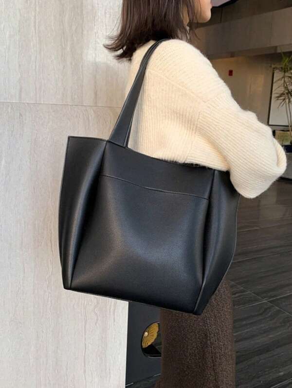 New Women's Fashion Simple Large Capacity Soft Versatile Tote Handbag Shoulder Bag, PU Material Strap Comfortable, Suitable For Daily Commute, Shopping, Travel, School And Other Occasions