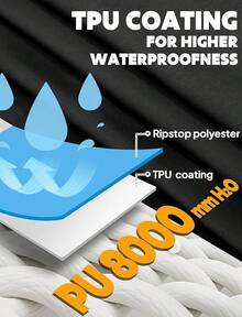 Poncho de lluvia impermeable Anyoo para adultos, ligero, reutilizable, para senderismo, chaqueta con capucha para actividades al aire libre - Negro - Ver 7