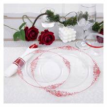 Red Plastic Plates Disposable Set - 175pc Party Dinnerware, 10.25" Dinner & 7.5" Dessert, Silverware, Cups - Wedding & Party Supplies - 如圖/A - 查看 6