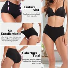 Paquete de 5 Calzones Menstruales de Algodó 95% para Flujo Abundante, Talle Alto - Ideal para Periodo y Postparto Cesárea - Negro - Ver 6