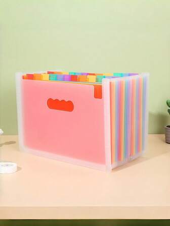 1pc Folder Multipurpose Standing Document Folder Expandable A4 Folder 13/25 Pocket Color Index Label Office, School, Home