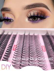 FQBFQB 120/480pcs Eyelash Clusters, DIY Eyelash Extension Clusters, D-Curled Eyelash Clusters,5-16mm Mixed, Eyelash Clusters Kit With 4 Styles - Bottom Lashes, Natural, Charming, Daily, Six Color Mixing Sets, Diy At Home, Suitable For Beginners To Use