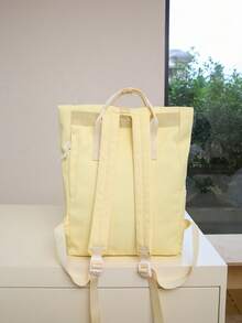 1 pieza Mochila funcional de unicolor para mujer, adecuada para ir al trabajo y viajar