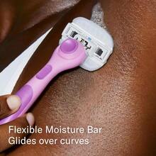 Flamingo Moisture Plus Women'S Razor Set - No Shave Gel Needed - Razor Handle, 4 Blade Refills, Shower Holder - Fig - ColorA - 查看 5