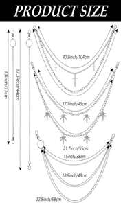 Jadive 5 Pieces Chain Belt Jeans Pants Pocket Waist Multi-Layer Hip Hop Metal Wallet Chain For Men Women