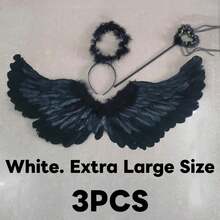 Creative Angel Feather Wings, Fairy Stick, Headband 3pcs/Set Toy Set, Christmas/Halloween/Thanksgiving/Birthday Gift [Partial Details With Random Colors](Artificial Feather)(1/3pcs)